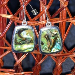 Abalone Inlay & Silver Dangle Earrings